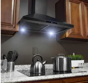 Golden Vantage Wall Mount Black Painted Stainless Steel Kitchen Range Hood