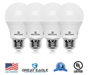 Great Eagle A19 LED Light Bulb, 9W (60W Equivalent), UL Listed, 5000K (Daylight)
